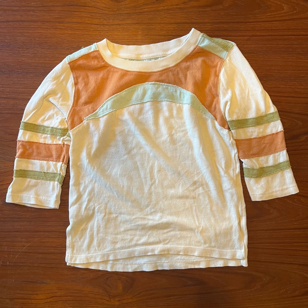 We the Free rough hem tricolor 3/4 shirt
